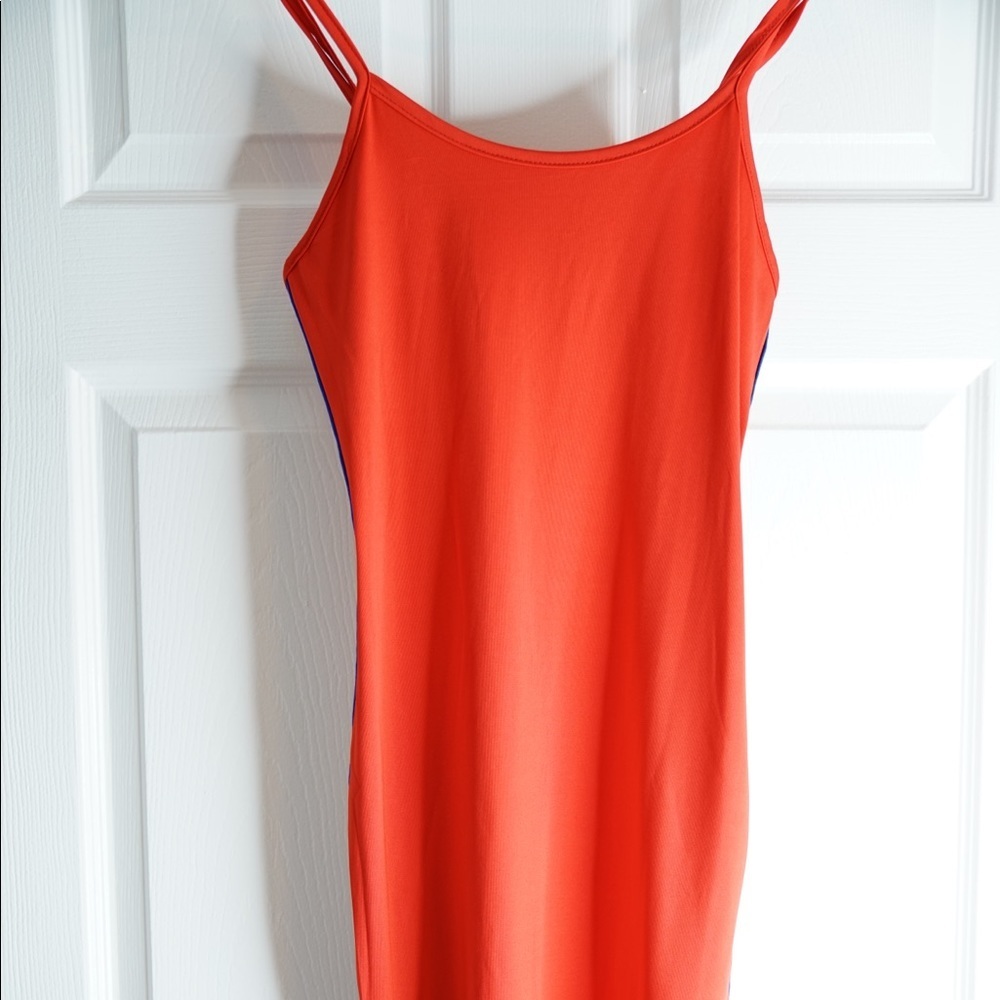 Red mini dress.